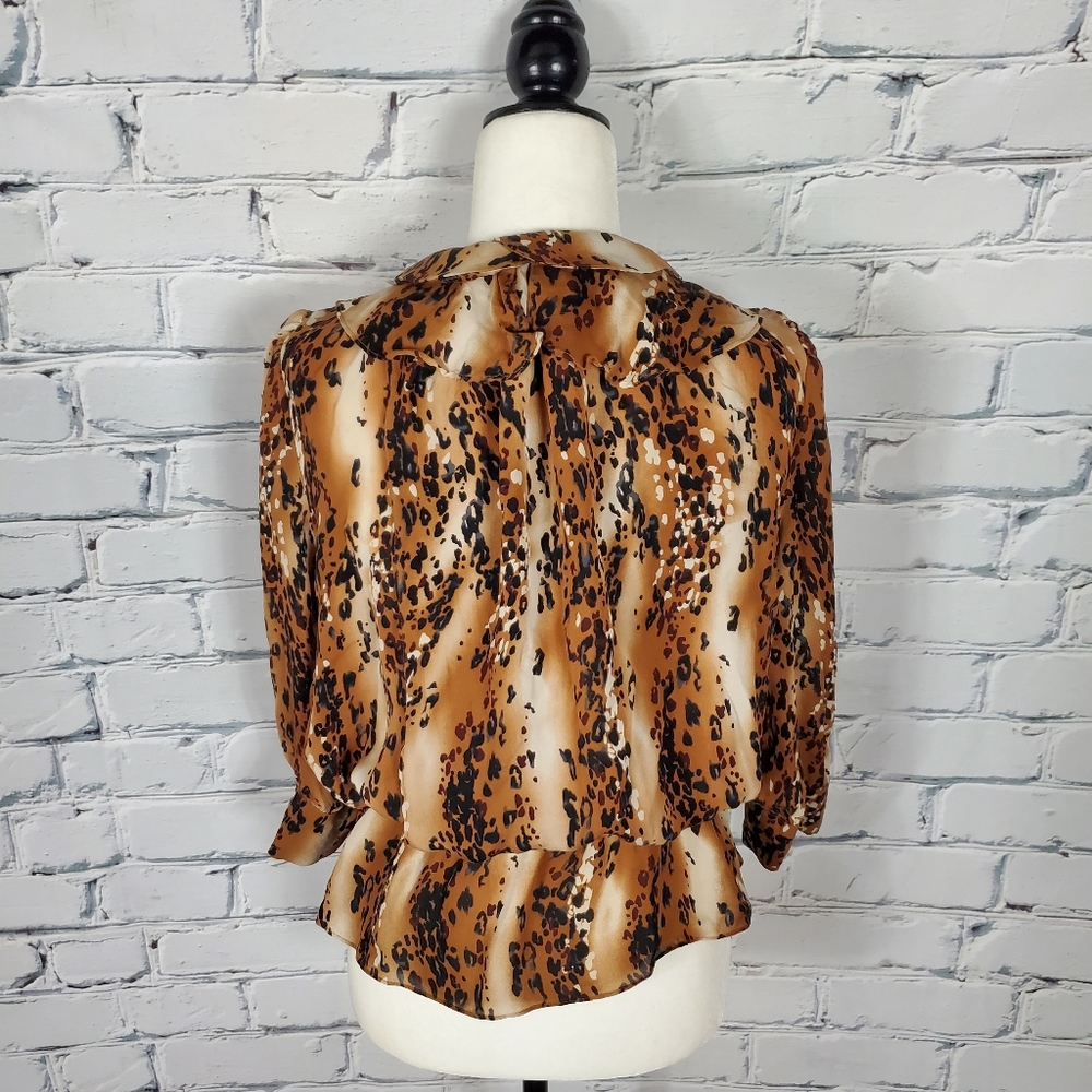 Parker Silk Leopard Ruffle Blouse - Picture 3 of 8